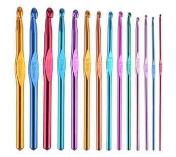 14 Sizes 2-10mm Multicolor Aluminum Handle Crochet Hooks for Crocheting, , Knitting Needles for Yarn Craft,