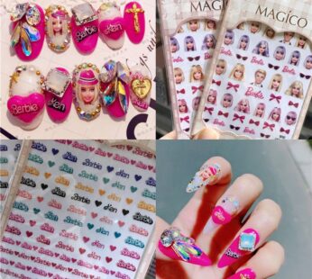 1Pc Kawaii Barbie Nail Stickers Anime Cartoon Girls Diy Waterproof Manicure Nail Art Accessories Princess Nails Decals Gifts Toy