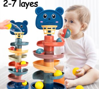 2-7 Layes Track Rolling Ball Pile Tower Early Educational Toy for Babies Rotating Track Educational Stacking Toy for Kids Gift