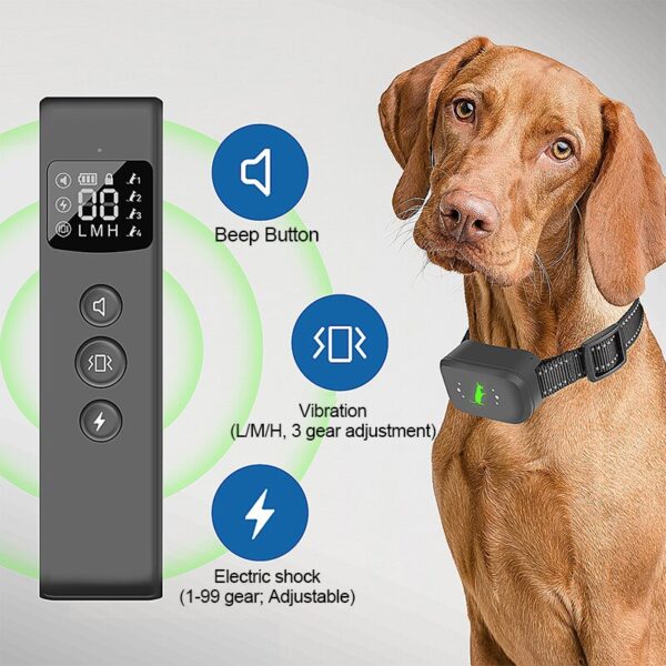 300-500m Electric Dog Training Collar Pet Remote Control Barkproof Collars for Dog Vibration Sound Shock Rechargeable Waterproof - Image 2