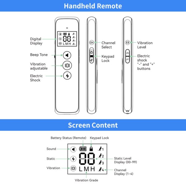 300-500m Electric Dog Training Collar Pet Remote Control Barkproof Collars for Dog Vibration Sound Shock Rechargeable Waterproof - Image 5