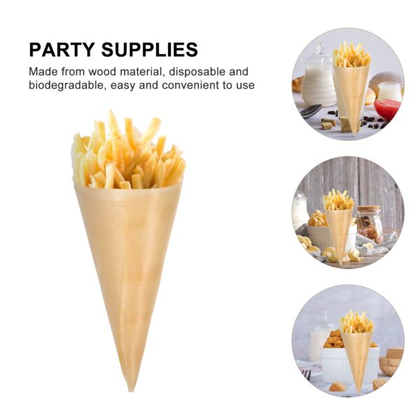 50 Pcs Small Dessert Cups Disposable Wood Cones Snow Flower Tasting Appetizer Sushi Wooden Reel - Image 3