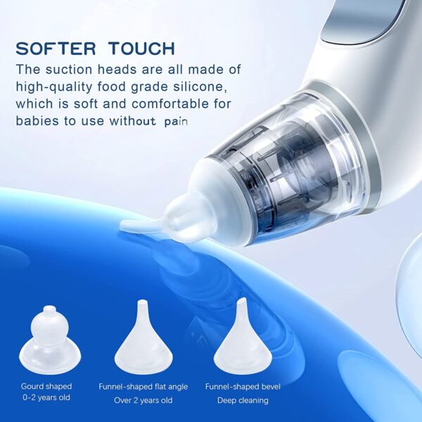 Baby Electric Nasal Aspirator Nose Suction Device with Food Grade Silicone Mouthpiece 3 Suction Modes and Soothing Music - Image 5