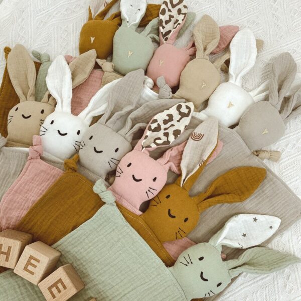 Cute Baby Rattle Bunny Muslin Towel Newborn Soft Cotton Sleeping Dolls Burp Soothing Cloth Blanket Educational Plush Rabbit - Image 5