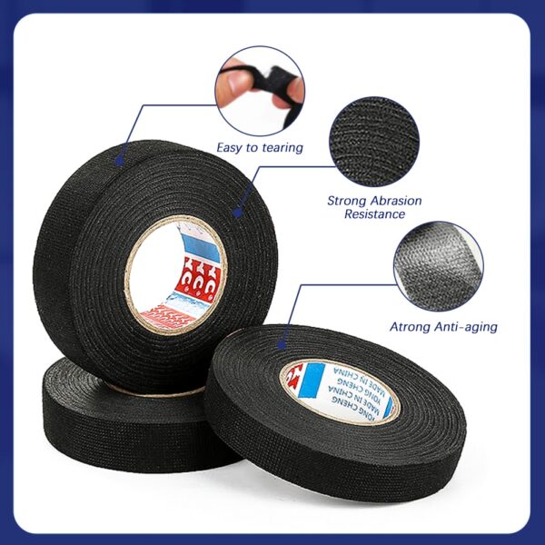 Heat-resistant Adhesive Cloth Fabric Tape For Automotive Cable Tape Harness Wiring Loom Electrical Heat Tape 9/15/19/25/32MM - Image 2