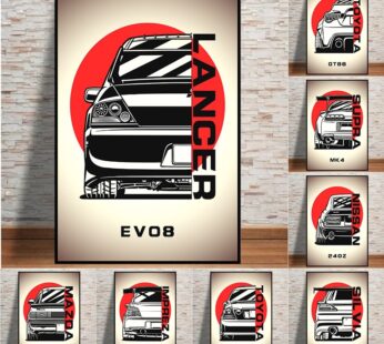 Hyundai Motor Wall Art Toyota Supra A90, Toyota Altezza, Nissan 240Z, Subaru Impreza WRX STI Poster And Print Living Room Decor