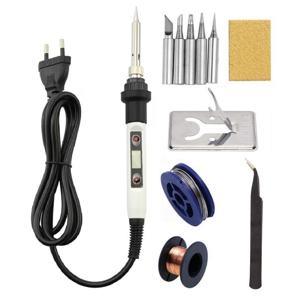 LCD Digital Adjustable Temperature 80W Soldering Iron Electric Welding Tools Solder Wire Tweezers Hand - Image 2