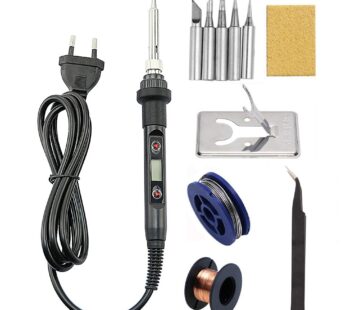 LCD Digital Adjustable Temperature 80W Soldering Iron Electric Welding Tools Solder Wire Tweezers Hand