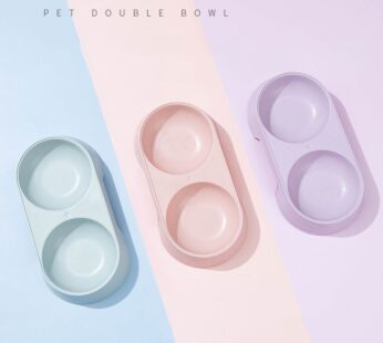 Macaron Pet Double Bowl Plastic Kitten Dog Food Drinking Tray Feeder Cat Feeding Pet Supplies Accessories