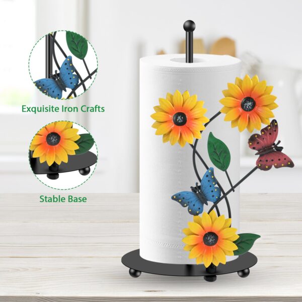 Sunflower Paper Towel Holder Iron Standing Home Kitchen Roll Stand Lifelike Butterfly/Bee Paper Towel Stand Decorative - Image 3