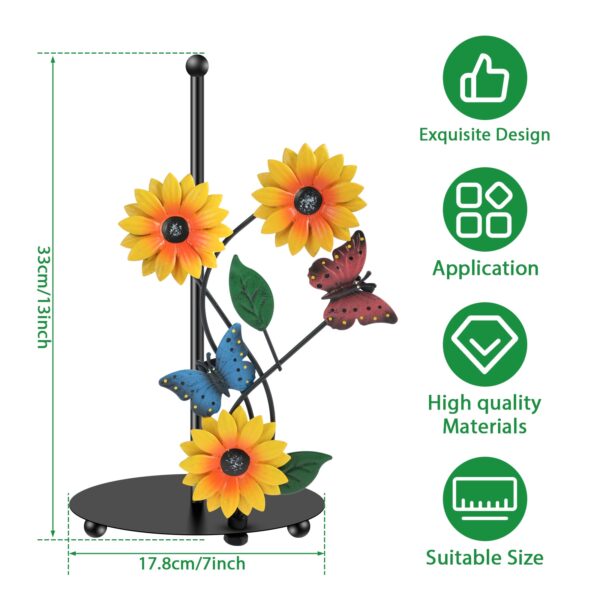 Sunflower Paper Towel Holder Iron Standing Home Kitchen Roll Stand Lifelike Butterfly/Bee Paper Towel Stand Decorative - Image 4