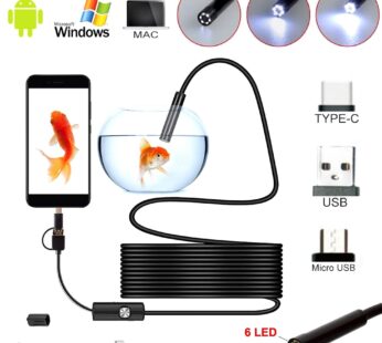 USB Endoscope 3 in 1 Industrial Endoscope HD Electric Digital Borescope Camera Portable Inspection Camera 6 Dimmable LED Light