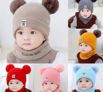 Winter Children Warm Baby Knitted Hats With Pom Pom Kids Knit Beanie Hats Solid Color Children’s Hat For Boys Girls Accessories