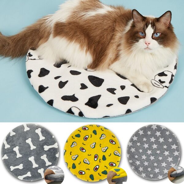 Winter Round Sleeping Mats For Cats Dogs Soft Cozy Warm Blankets Puppy Kitten Bed Sofa Cushion Travel Pet Car Mat Cat Supplies