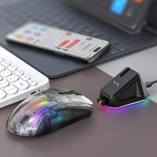 Wireless Portable Mouse Bluetooth-Compatible 5.0/2.4G/USB-C 3 Modes Electronic Competition Mice Transparent for ESports Office - Image 3