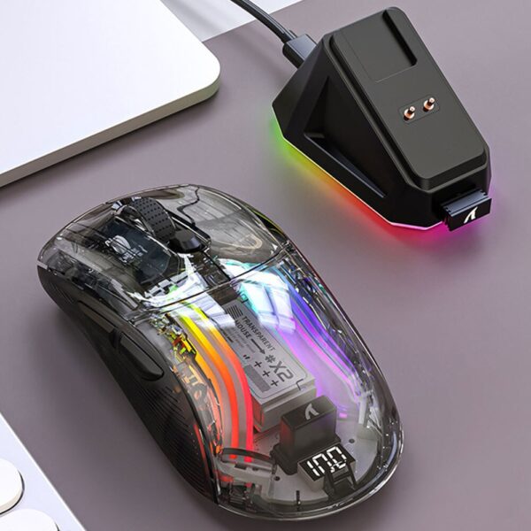 Wireless Wired Mouse Bluetooth-Compatible 5.0/2.4G/USB-C 3 Modes Electronic Competition Mice Transparent for PC Laptop Desktop - Image 2