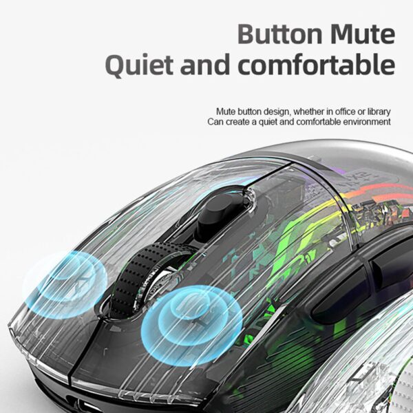 Wireless Wired Mouse Bluetooth-Compatible 5.0/2.4G/USB-C 3 Modes Electronic Competition Mice Transparent for PC Laptop Desktop - Image 5